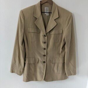 Clifford & Wills Silk Coat Women 10 Beige Button Up Notch Collar